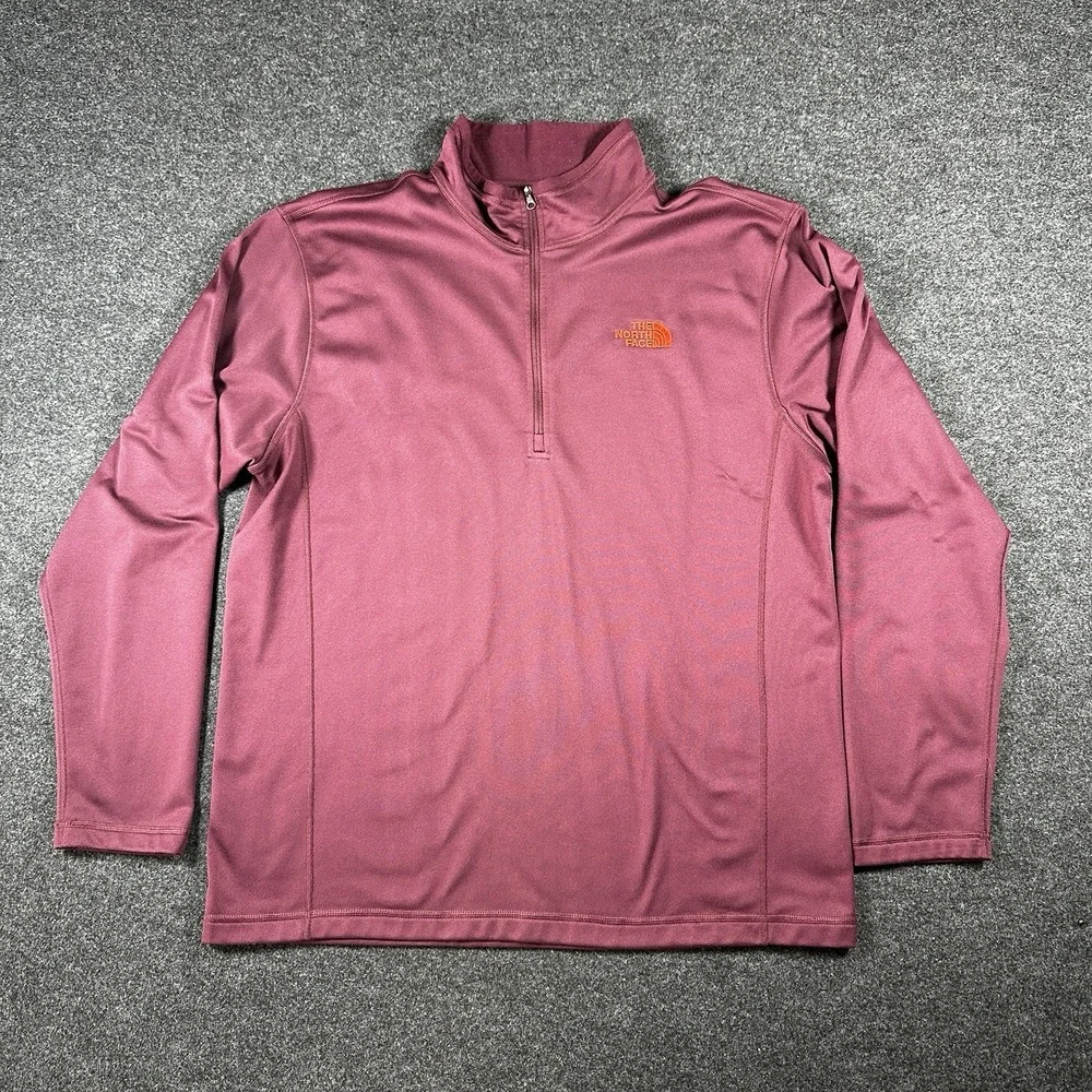 The North Face Mens Maroon Long Sleeve Quarter Zip Pullover Sweatshirt Size XL‎